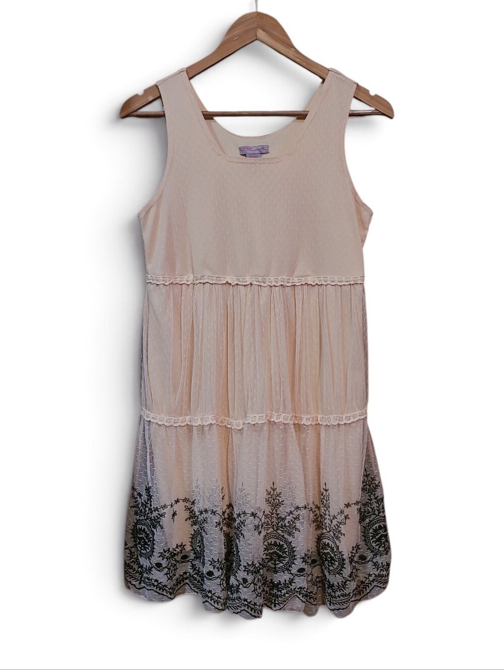 Women's Ultra Pink Vintage Y2K Tulle Lace Dress Peach Medium